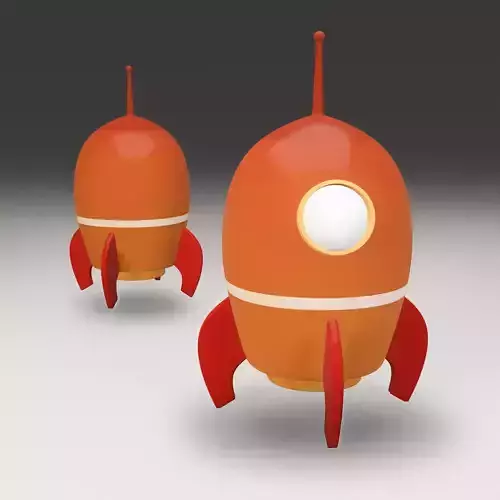 Low poly Rocket 3d model two orange toy rockets