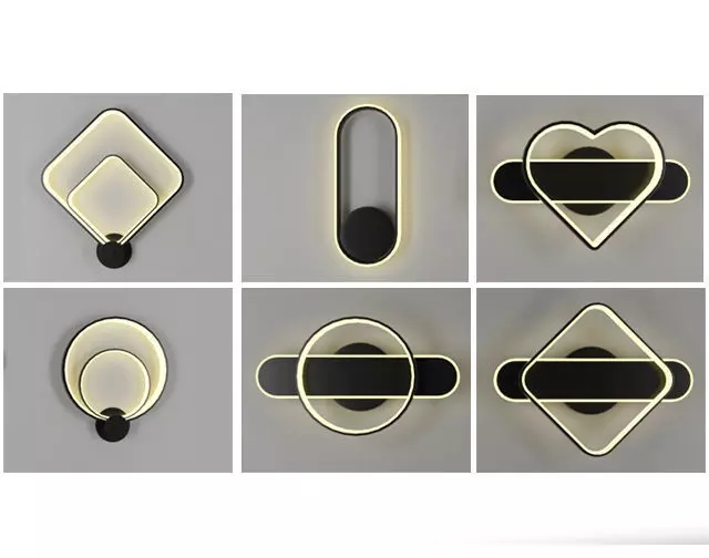 Wall lamps of various shapes Low-poly 3D model