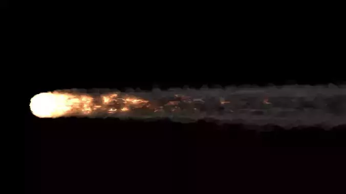 Animation of Asteroids linear flying through VDB EXR 3D model
