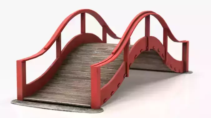 Japanese Bridge Low-poly 3D model