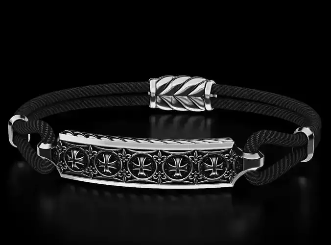 Stylish mens bracelet with crosses and a lily 681 3D print model