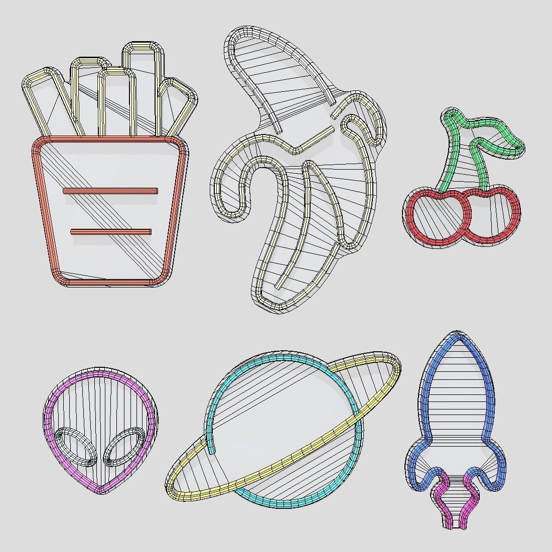 Neon Sign Pack 2 Low-poly 3D model_3