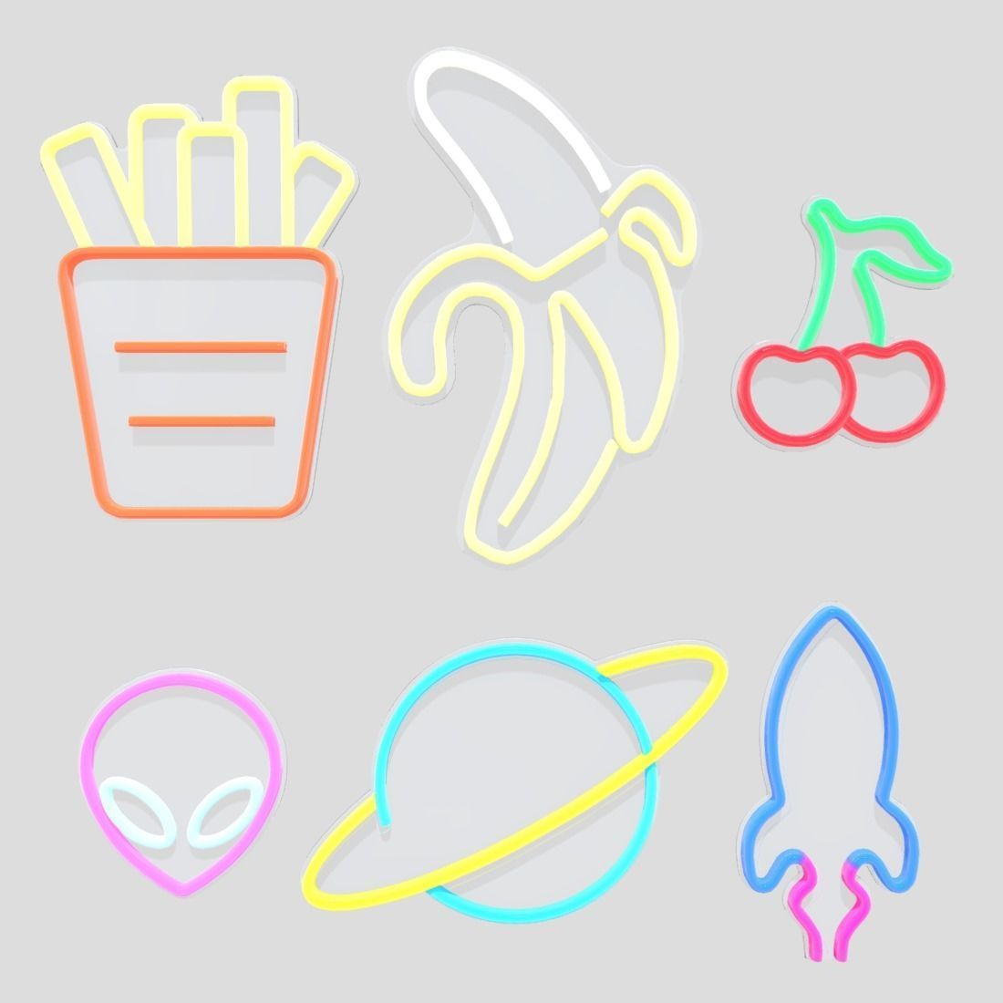 Neon Sign Pack 2 Low-poly 3D model_2