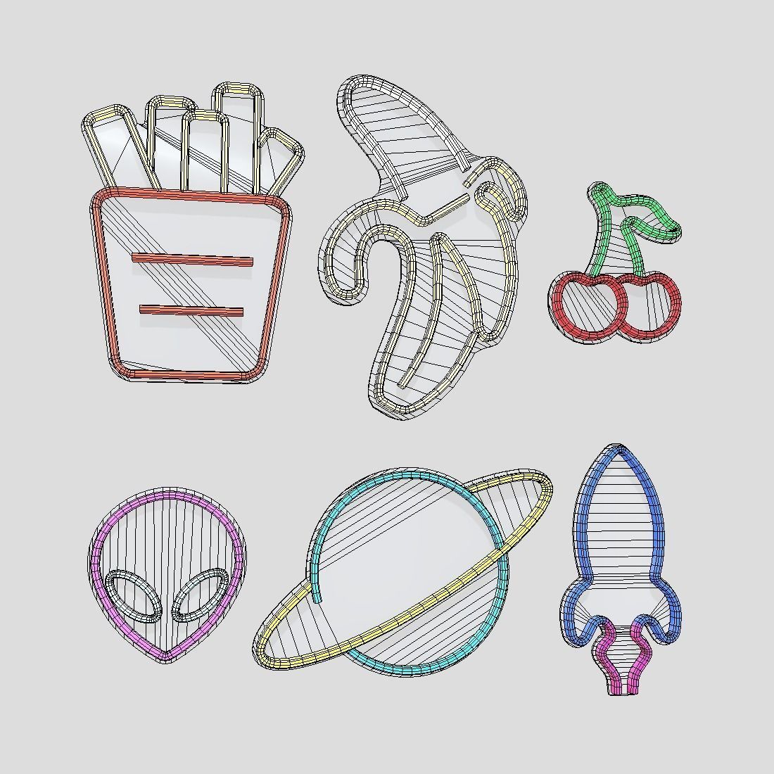 Neon Sign Pack 2 Low-poly 3D model_1