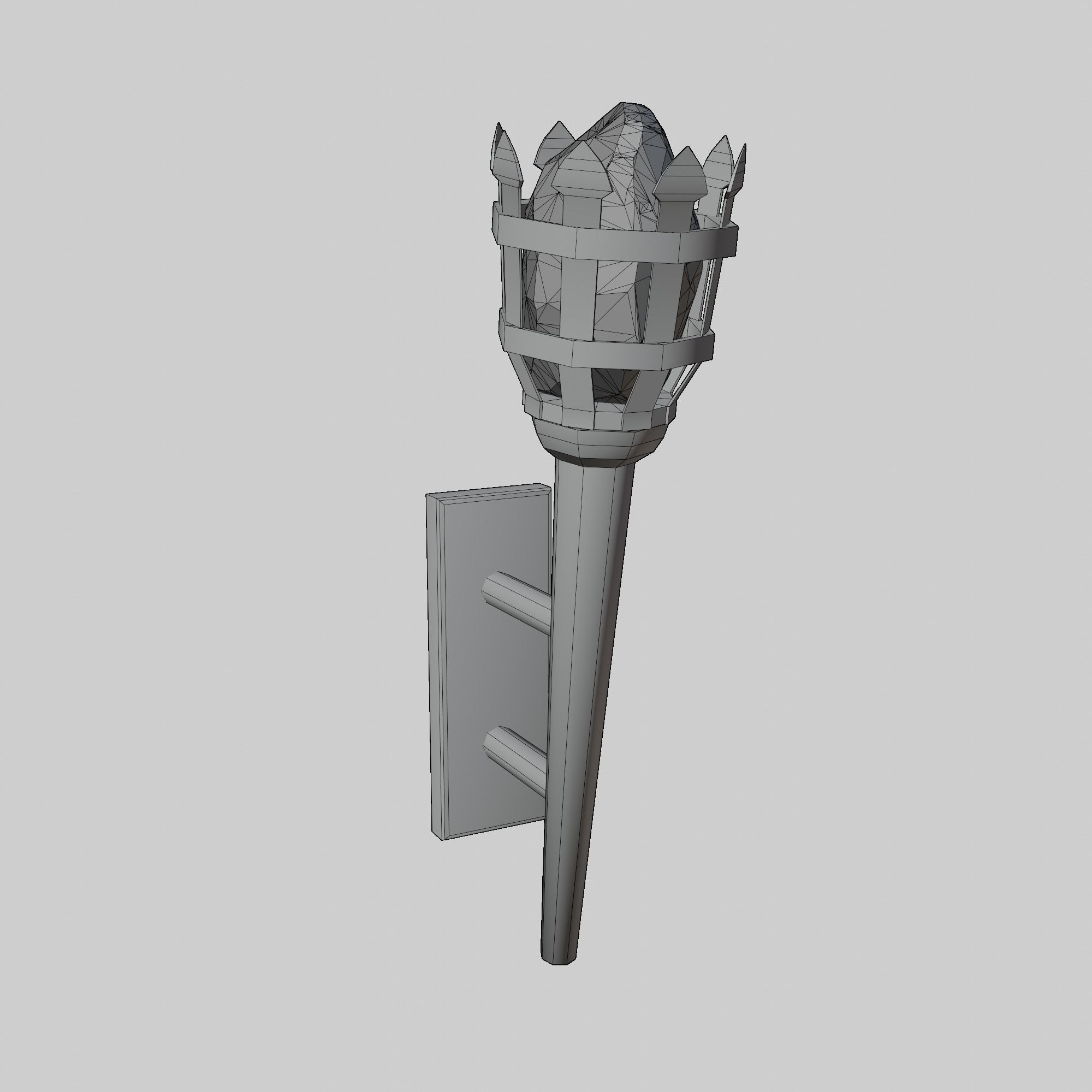 Fantasy crystal torch Low-poly 3D model_2