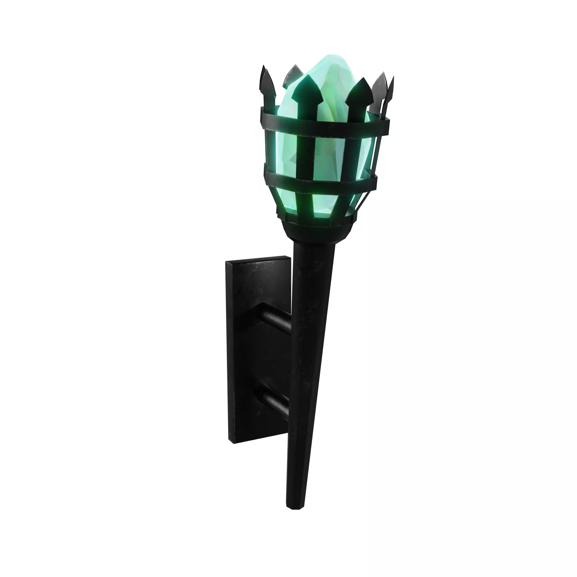 Fantasy crystal torch Low-poly 3D model_0