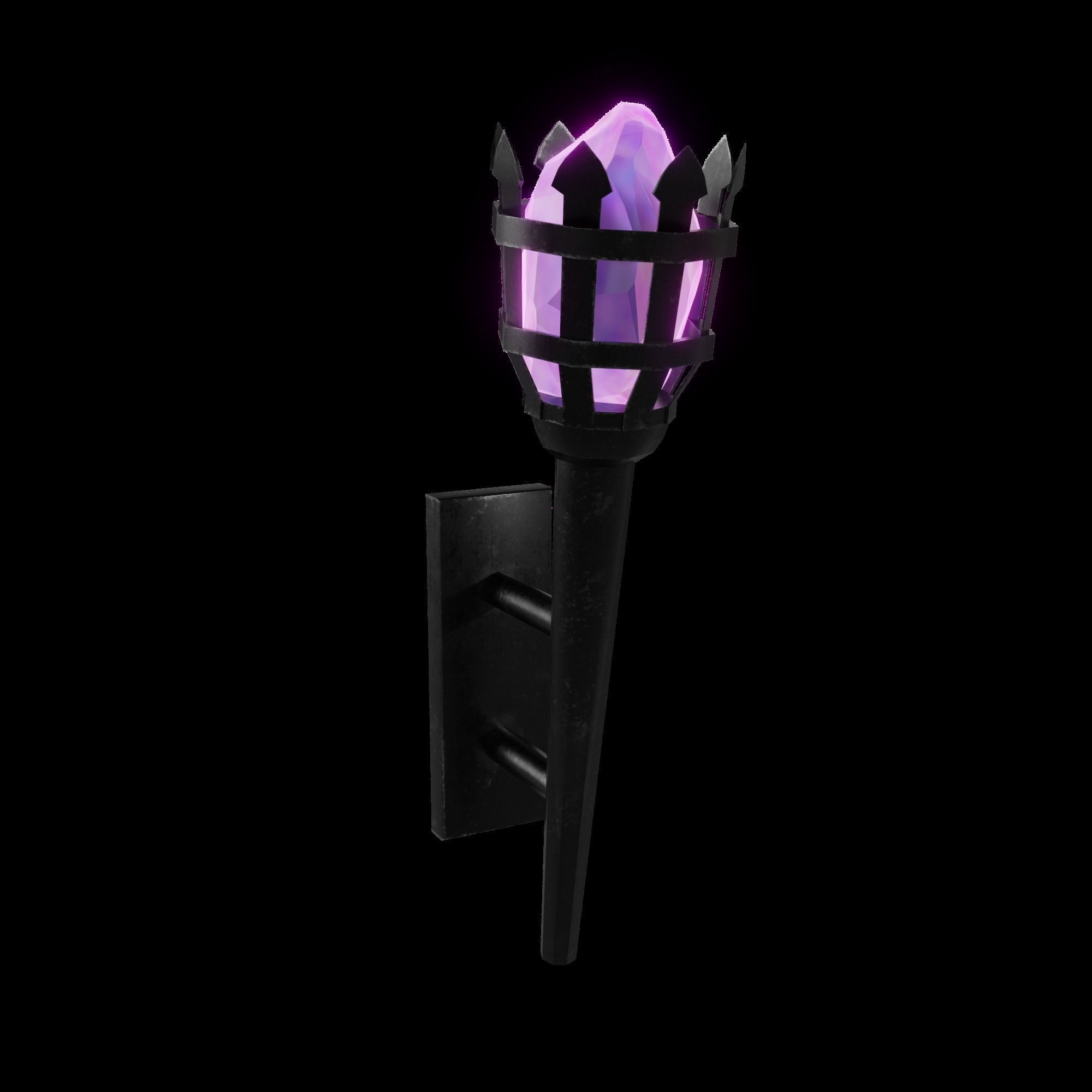 Fantasy crystal torch Low-poly 3D model_1