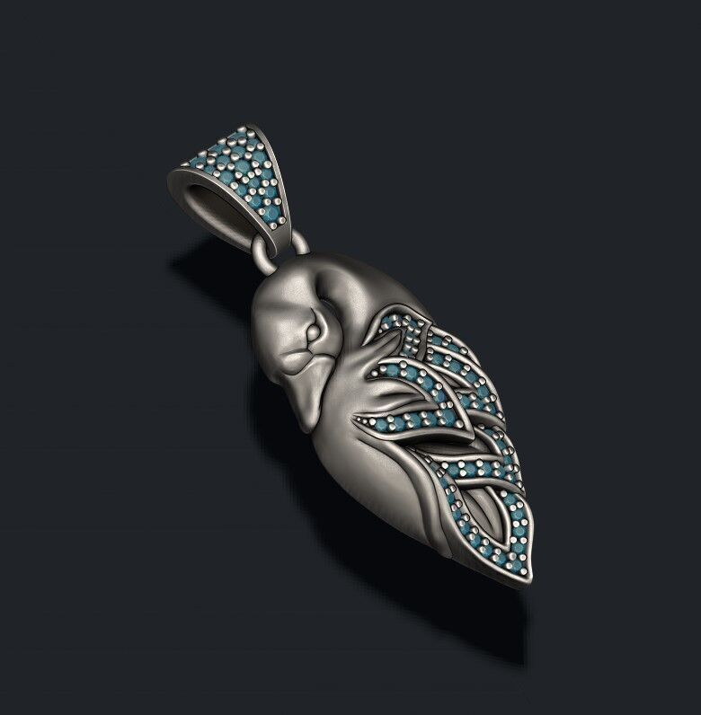 Swan pendant with gems 3D print model_1