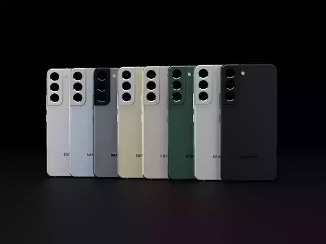 Samsung Galaxy S22 in all Official Colors Low-poly 3D model