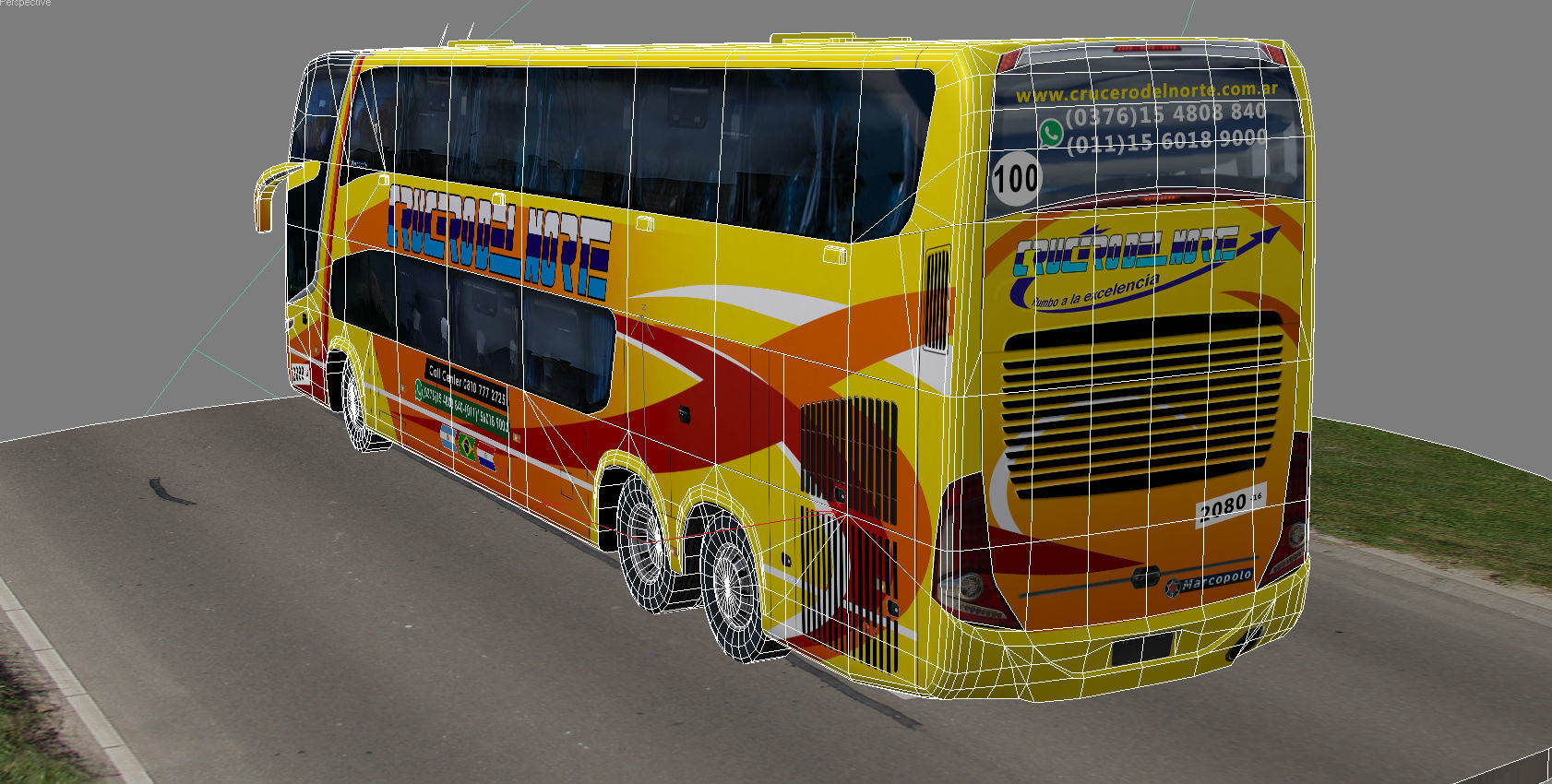Marcopolo Paradiso 1800DD bus CRUCERODELNORTE Low-poly 3D model_8
