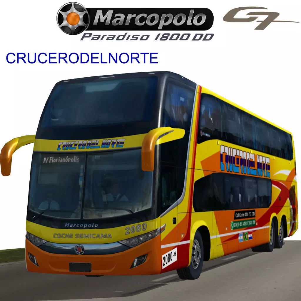 Marcopolo Paradiso 1800DD bus CRUCERODELNORTE Low-poly 3D model_0