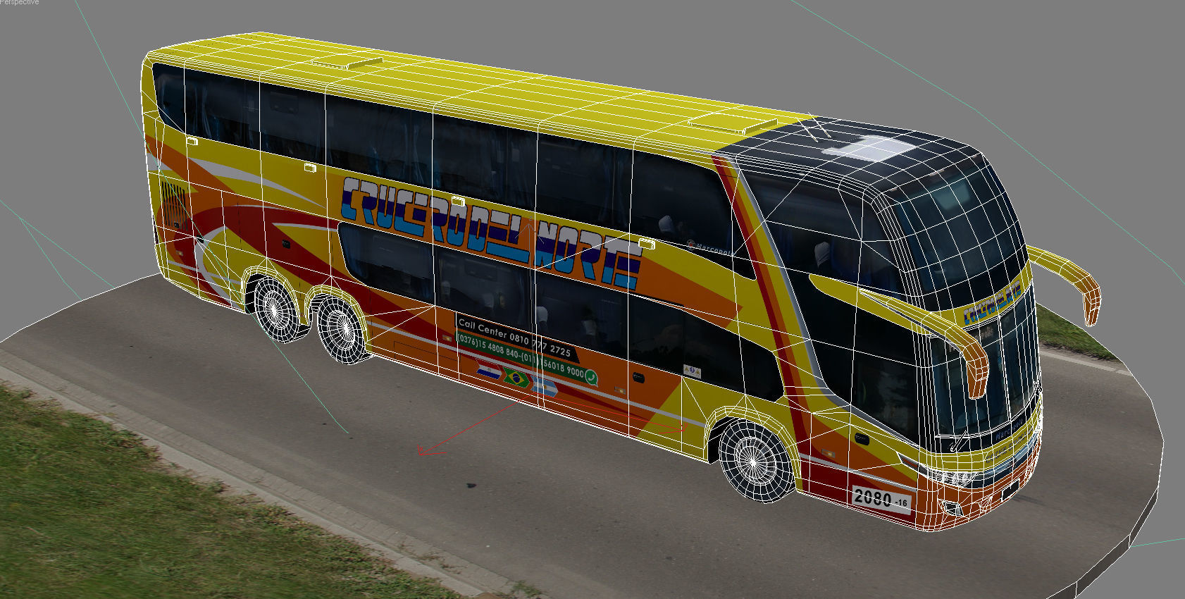 Marcopolo Paradiso 1800DD bus CRUCERODELNORTE Low-poly 3D model_10