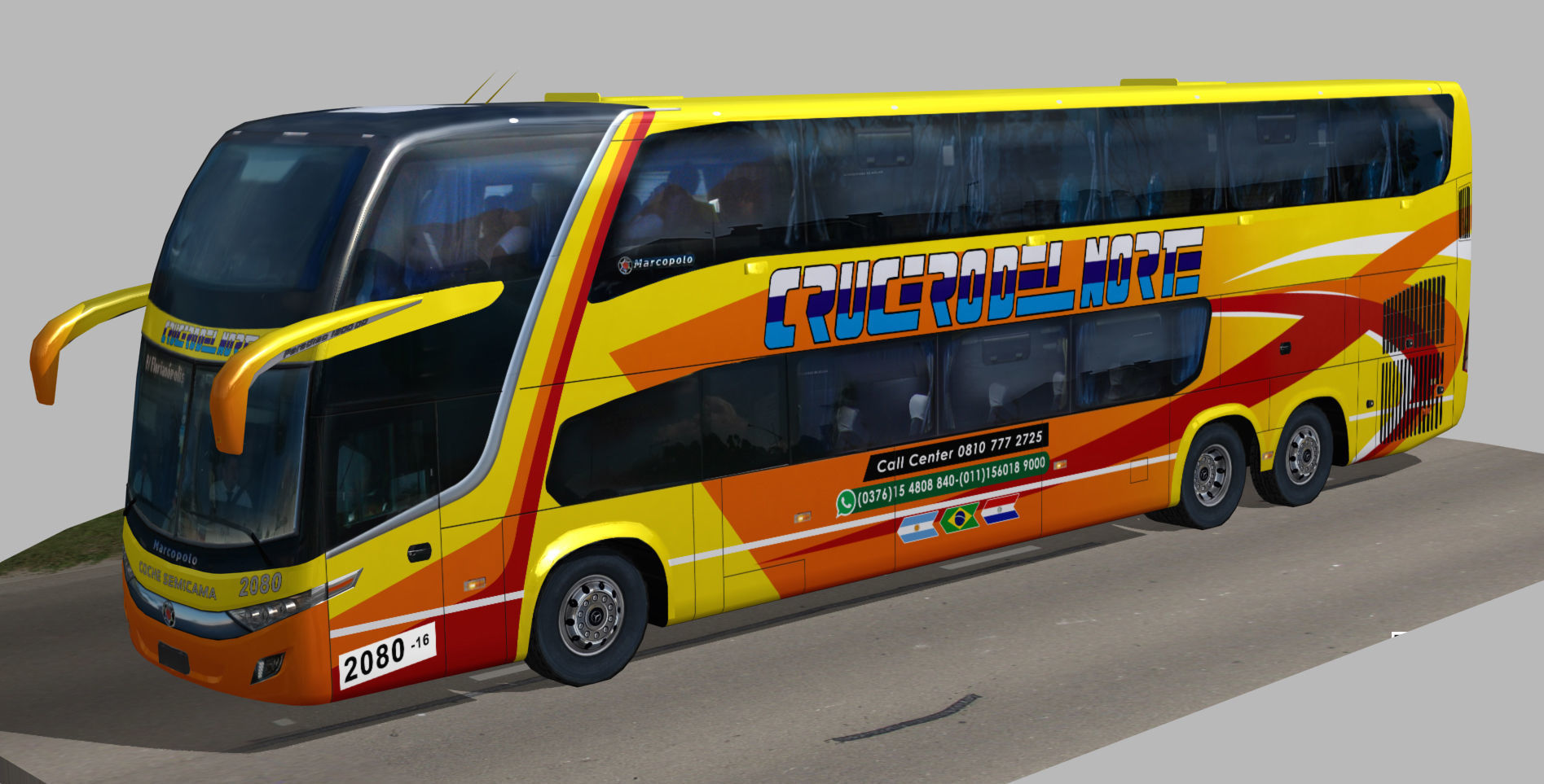 Marcopolo Paradiso 1800DD bus CRUCERODELNORTE Low-poly 3D model_5