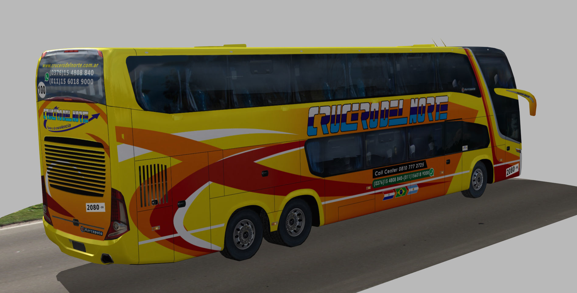 Marcopolo Paradiso 1800DD bus CRUCERODELNORTE Low-poly 3D model_3