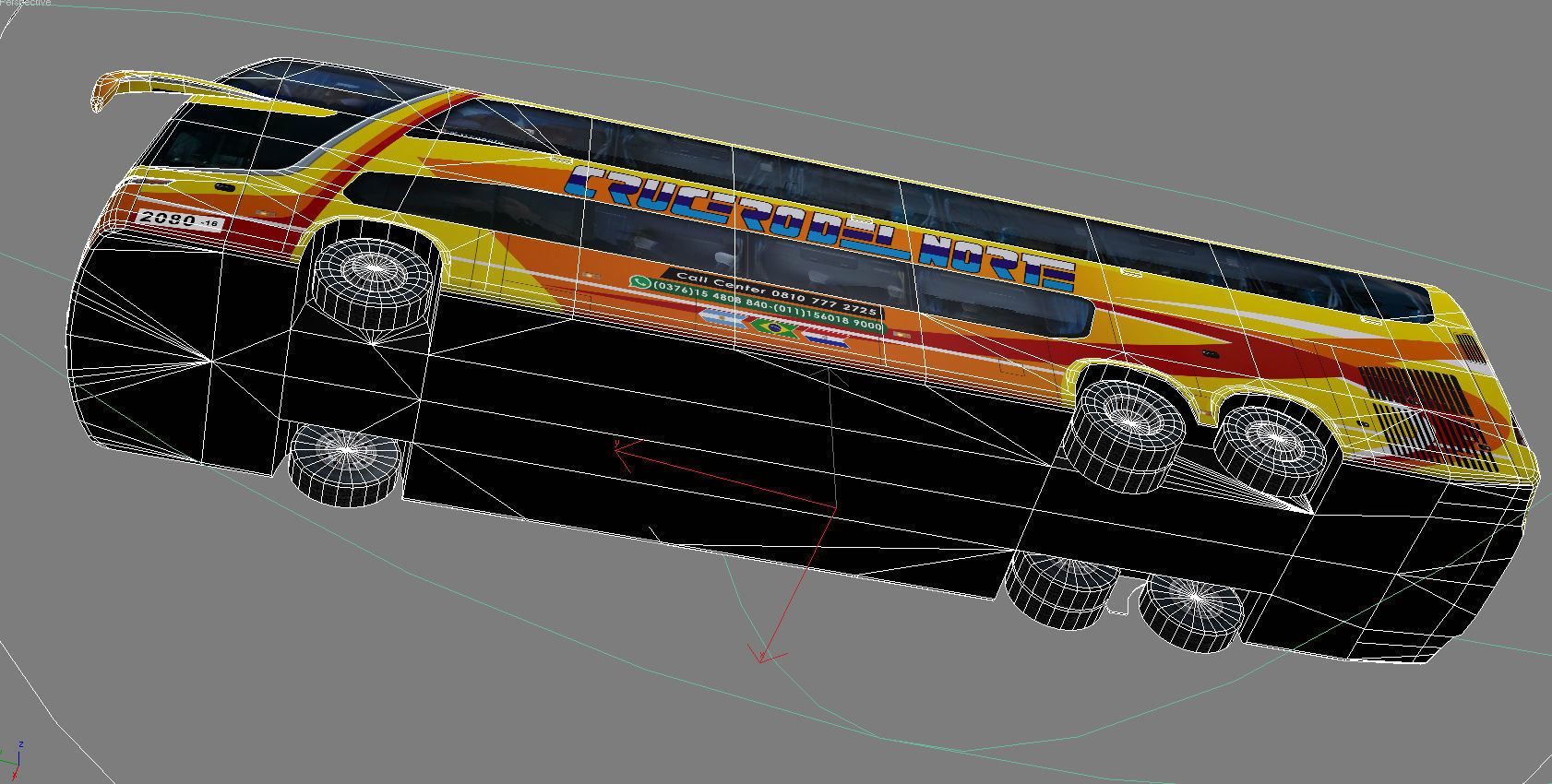 Marcopolo Paradiso 1800DD bus CRUCERODELNORTE Low-poly 3D model_7