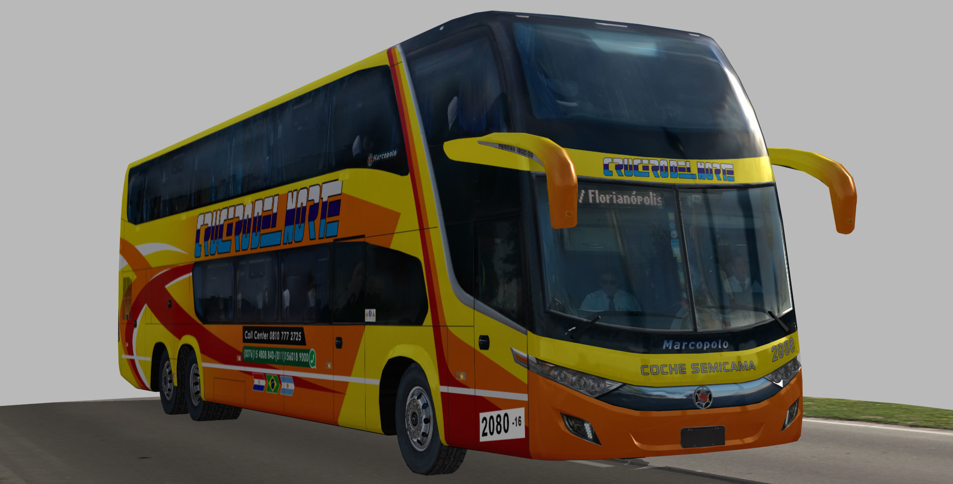 Marcopolo Paradiso 1800DD bus CRUCERODELNORTE Low-poly 3D model_1