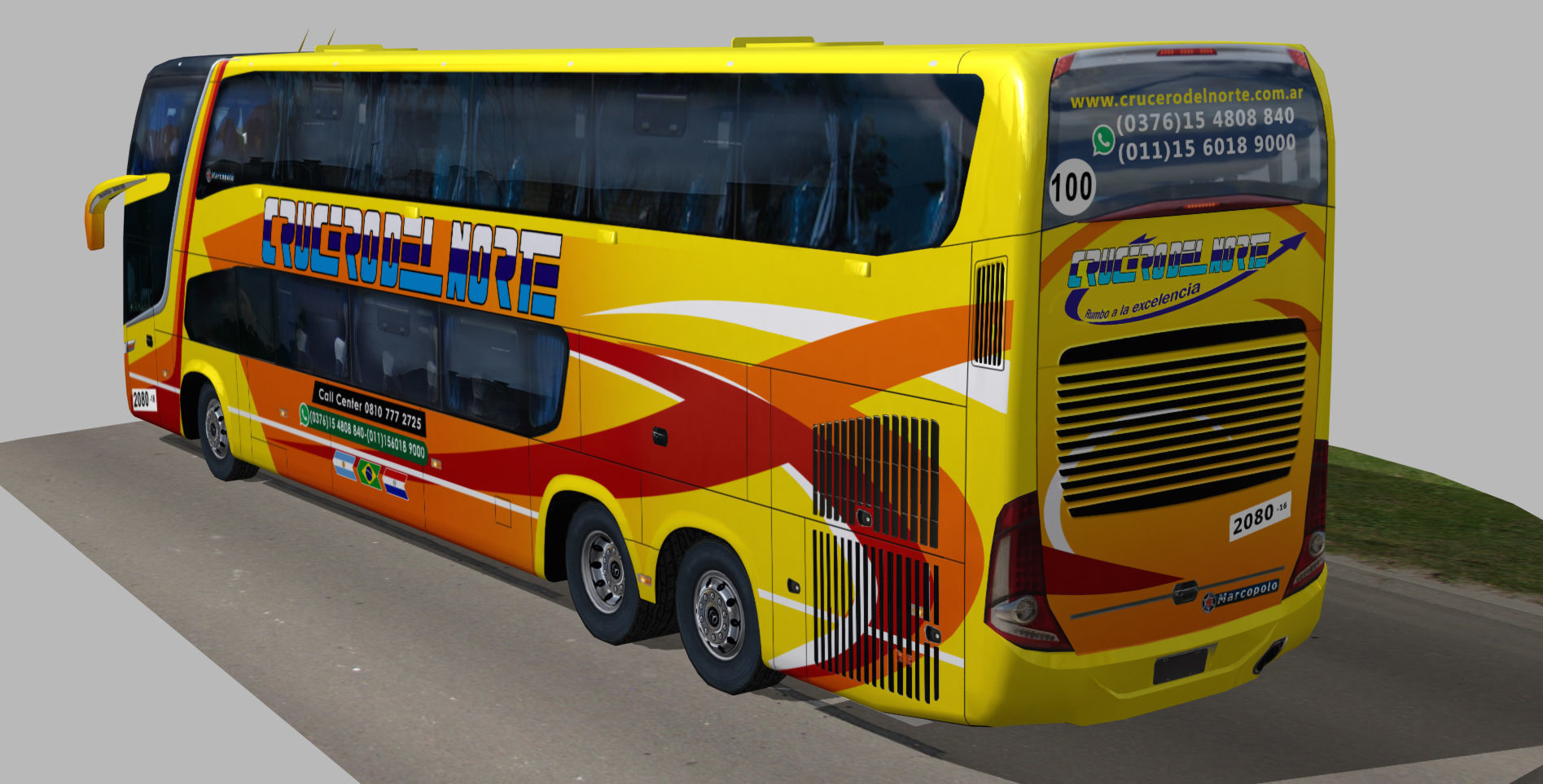 Marcopolo Paradiso 1800DD bus CRUCERODELNORTE Low-poly 3D model_4
