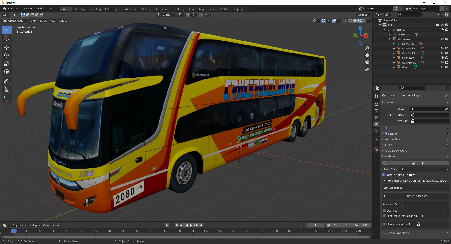 Marcopolo Paradiso 1800DD bus CRUCERODELNORTE Low-poly 3D model_2