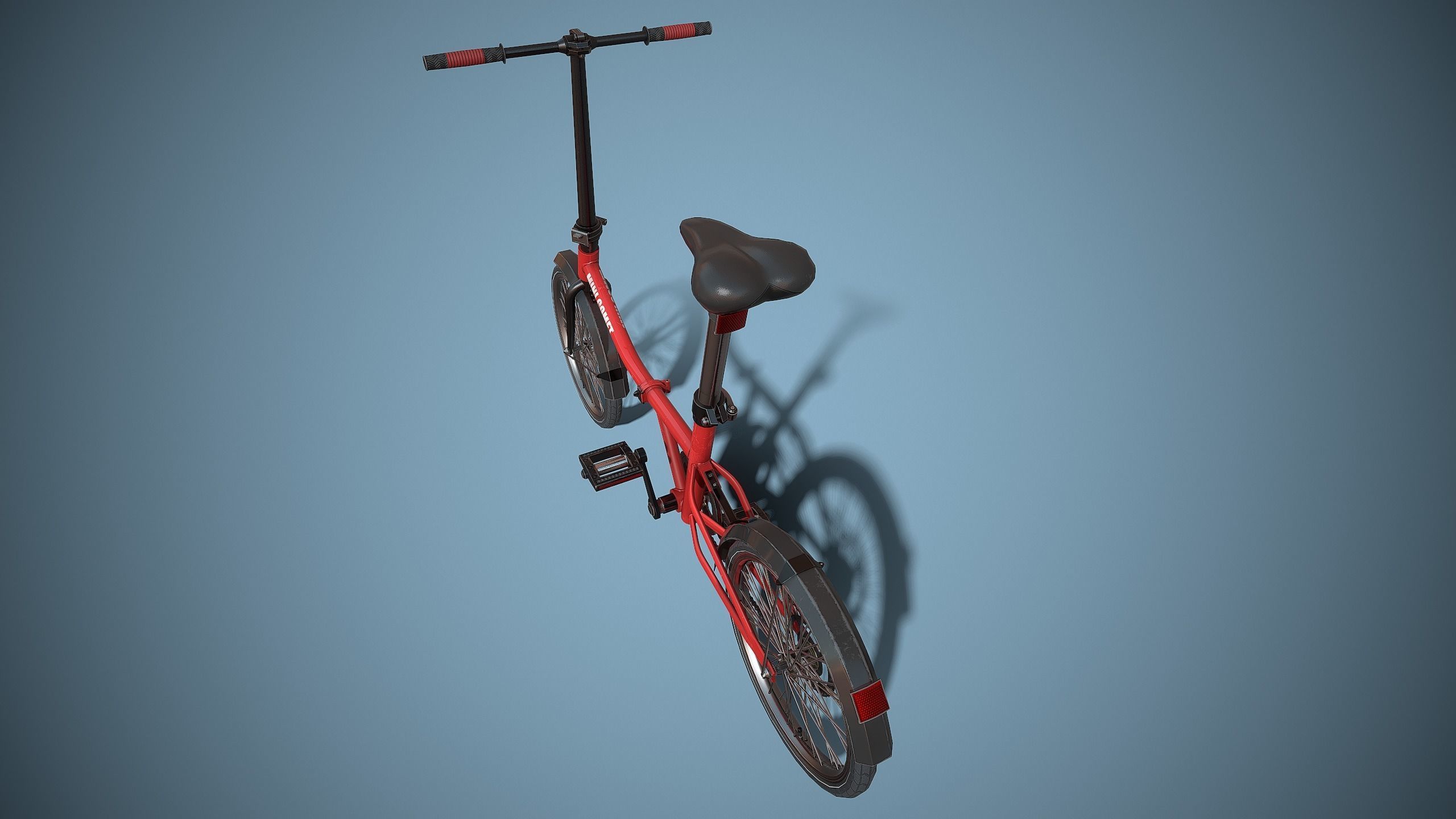 Single-speed Folding Bicycle Low-poly 3D model_8