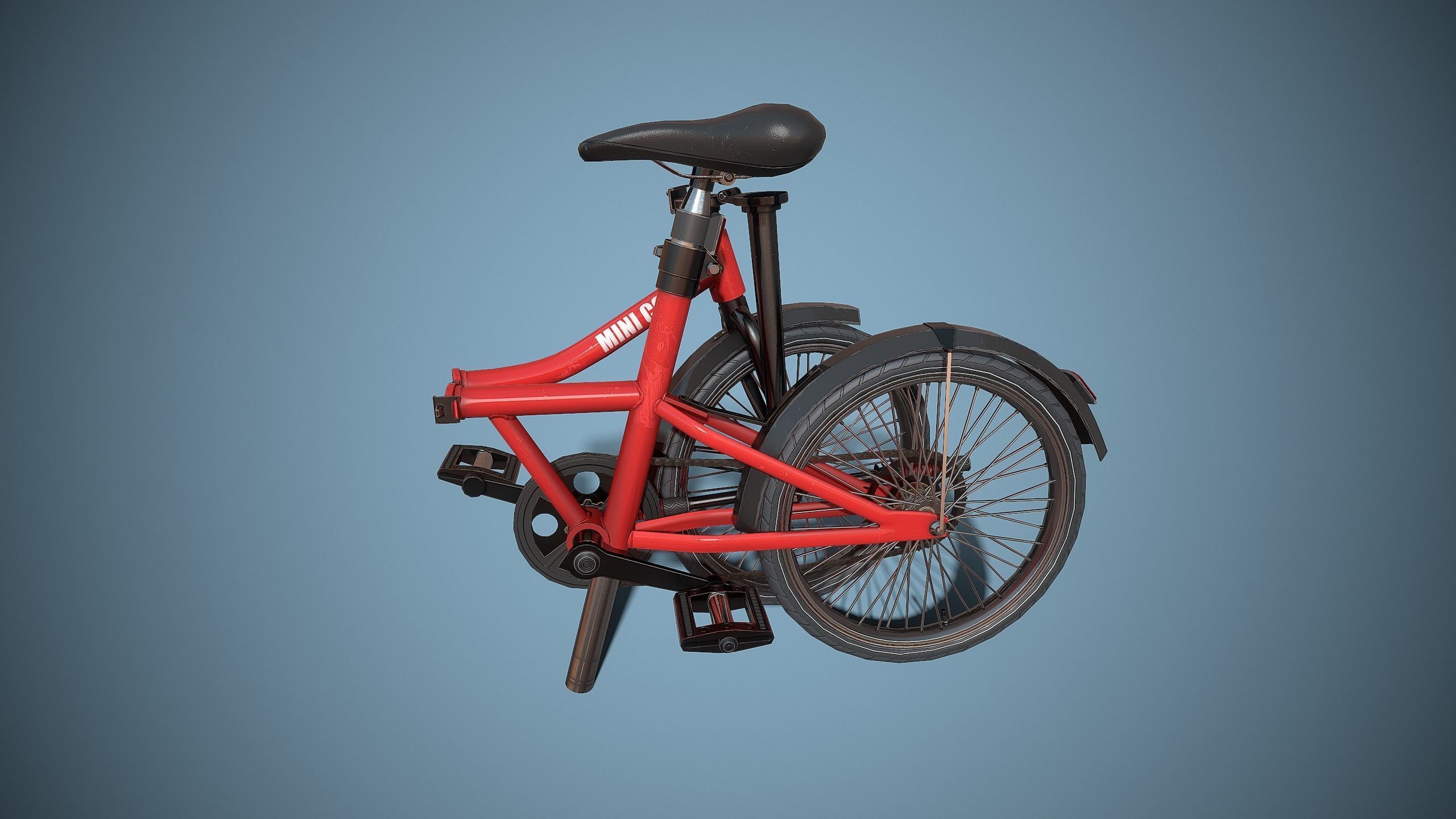 Single-speed Folding Bicycle Low-poly 3D model_12