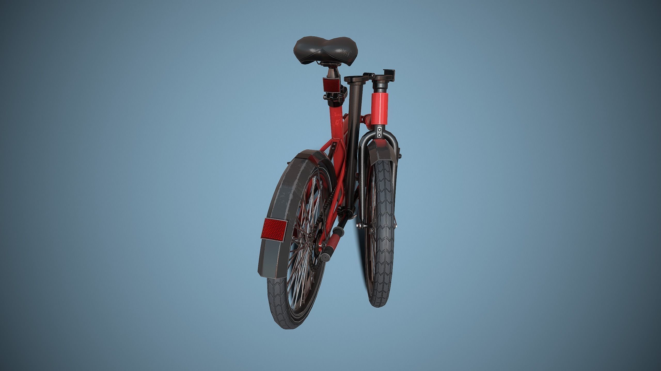 Single-speed Folding Bicycle Low-poly 3D model_14