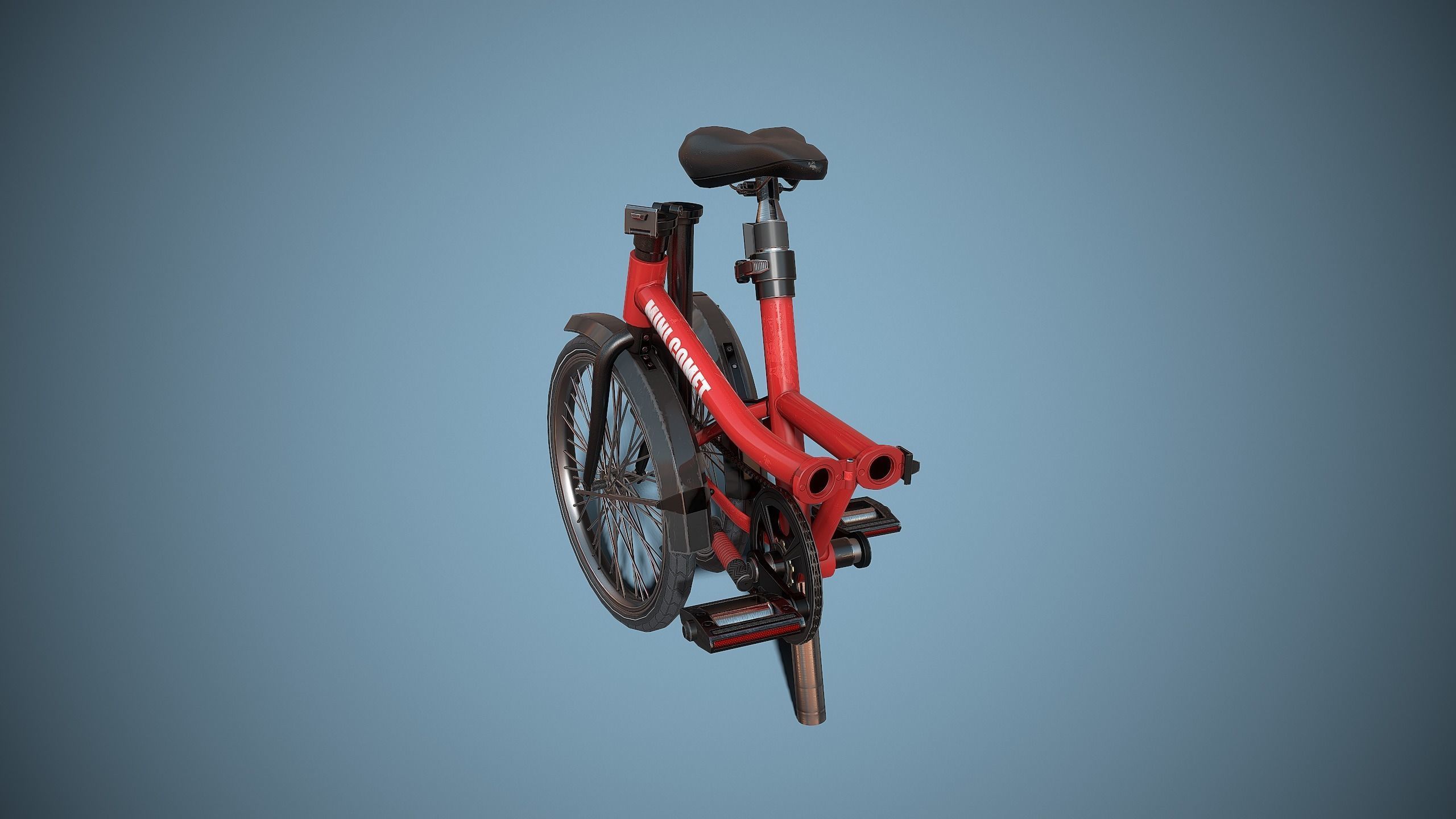Single-speed Folding Bicycle Low-poly 3D model_13