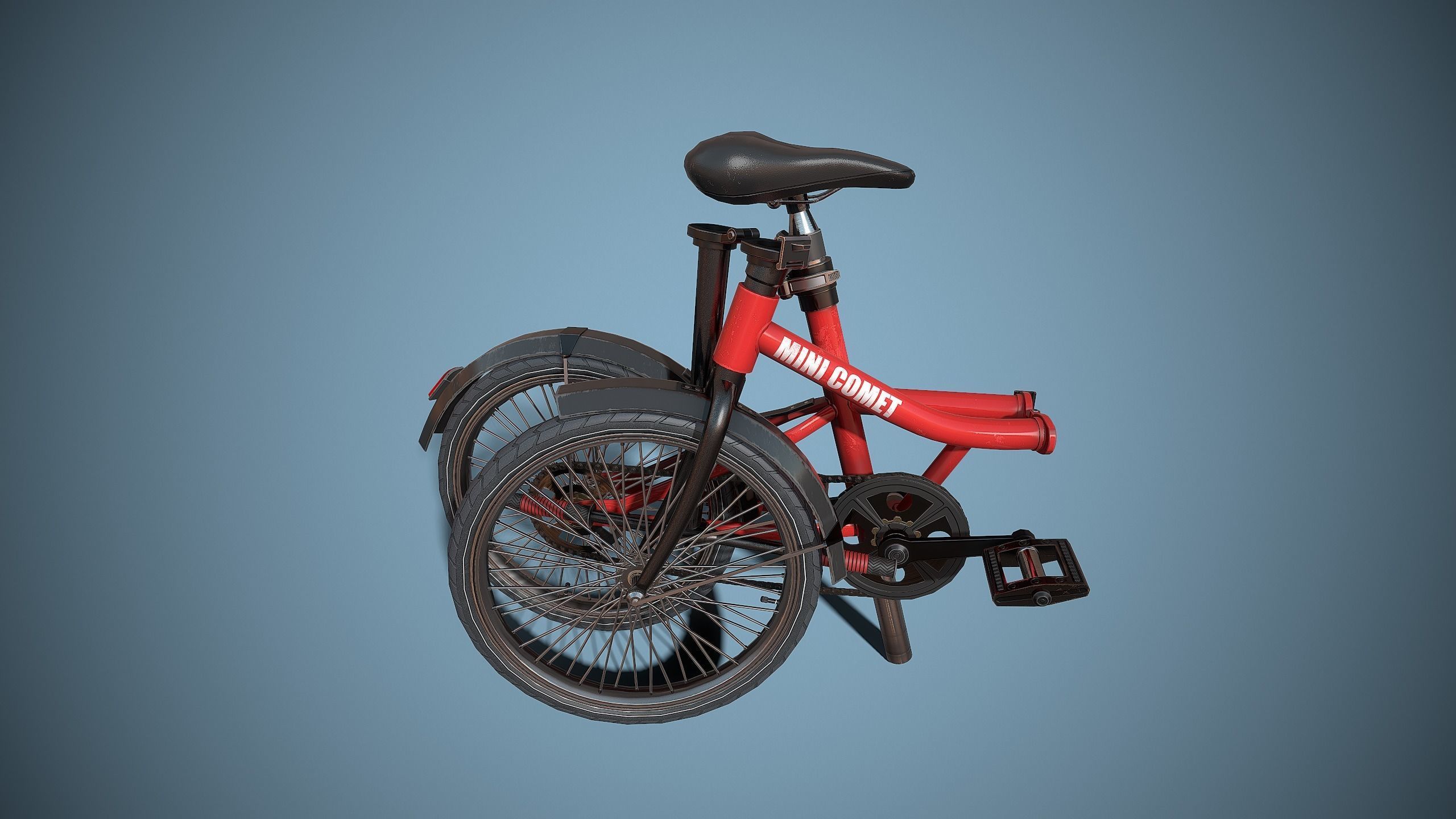 Single-speed Folding Bicycle Low-poly 3D model_5
