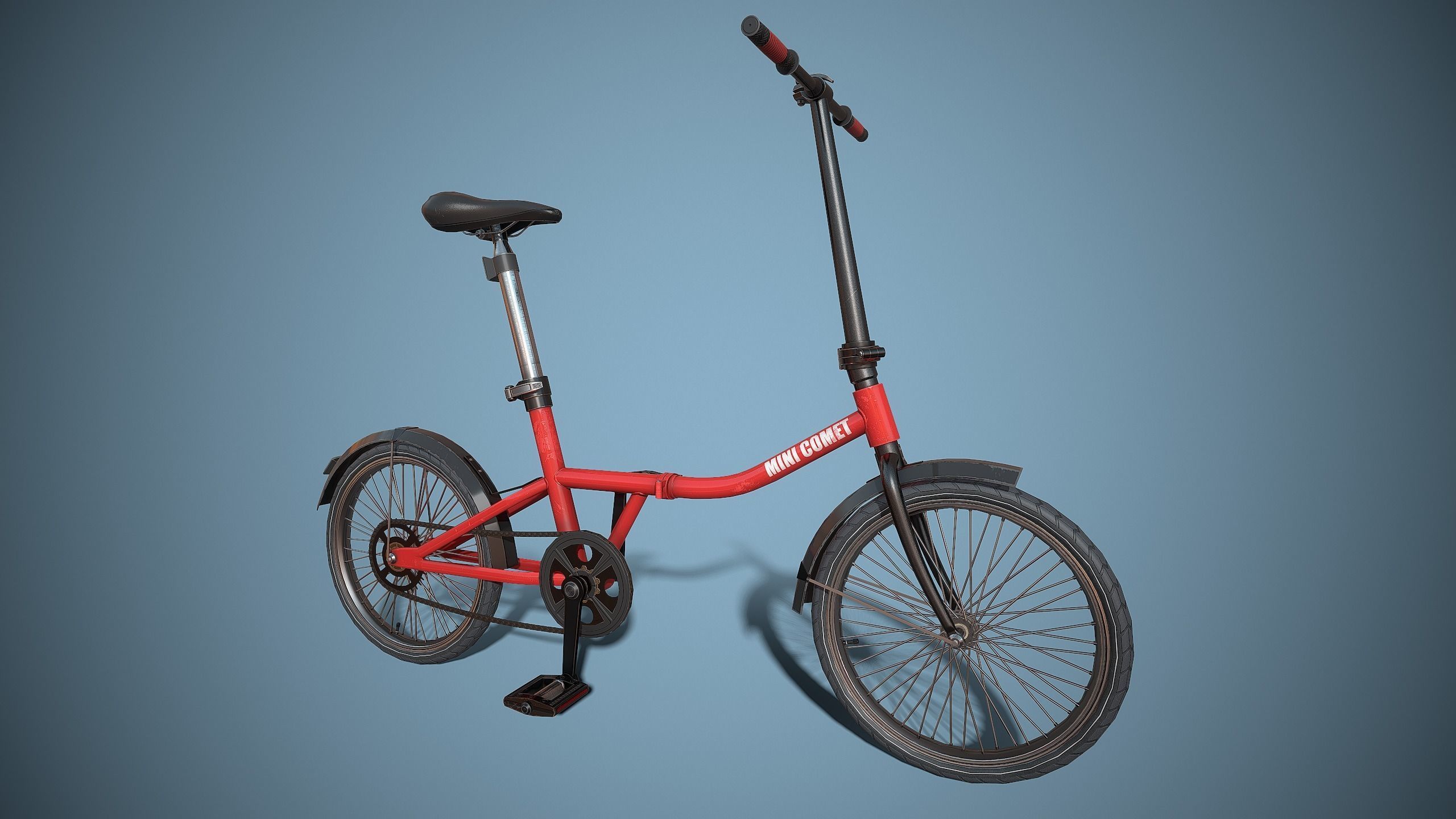 Single-speed Folding Bicycle Low-poly 3D model_6