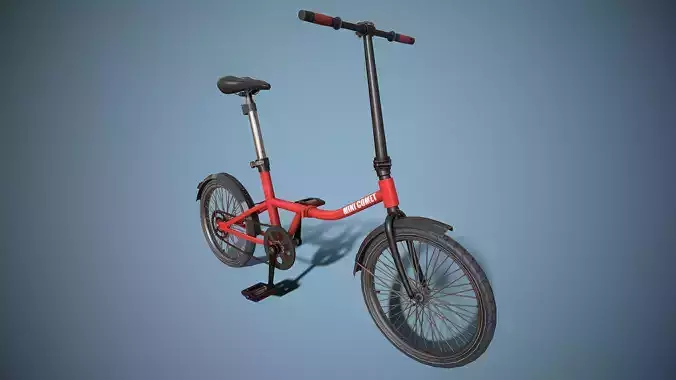 Single-speed Folding Bicycle Low-poly 3D model