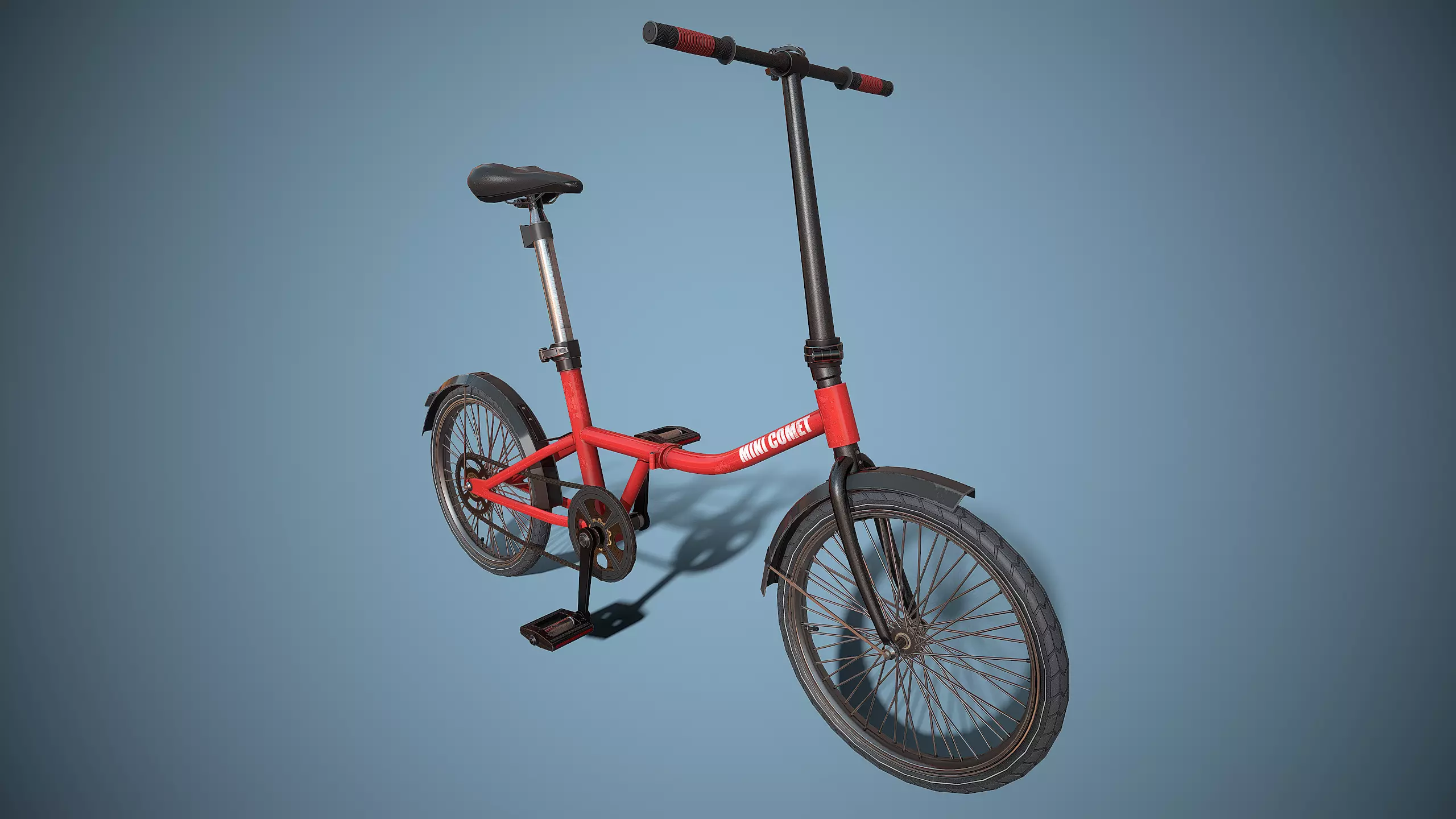 Single-speed Folding Bicycle Low-poly 3D model_0