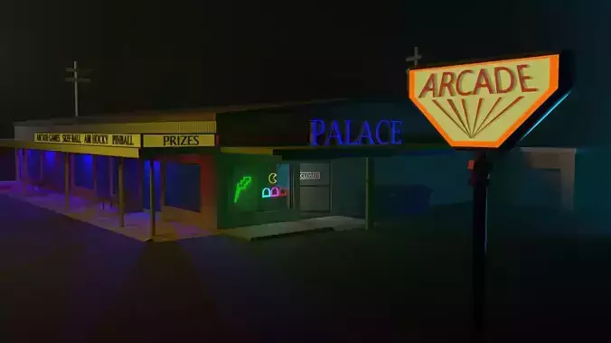 Stranger Things Arcade Low-poly 3D model