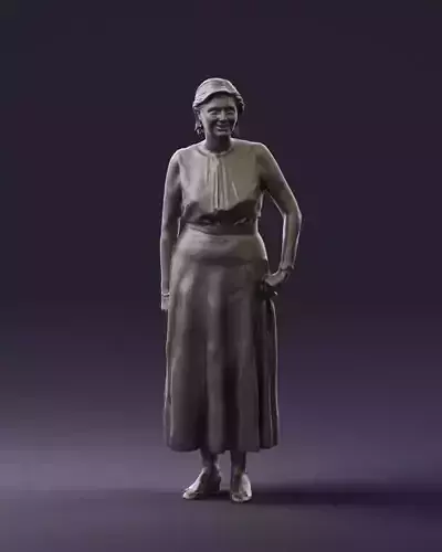 Woman in mint dress 0775 3D Print Ready