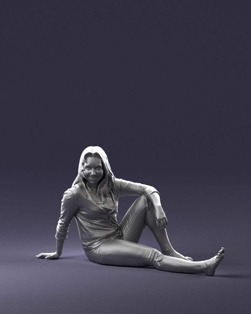 Sitting girl 0134 3D Print Ready 3D print model_1