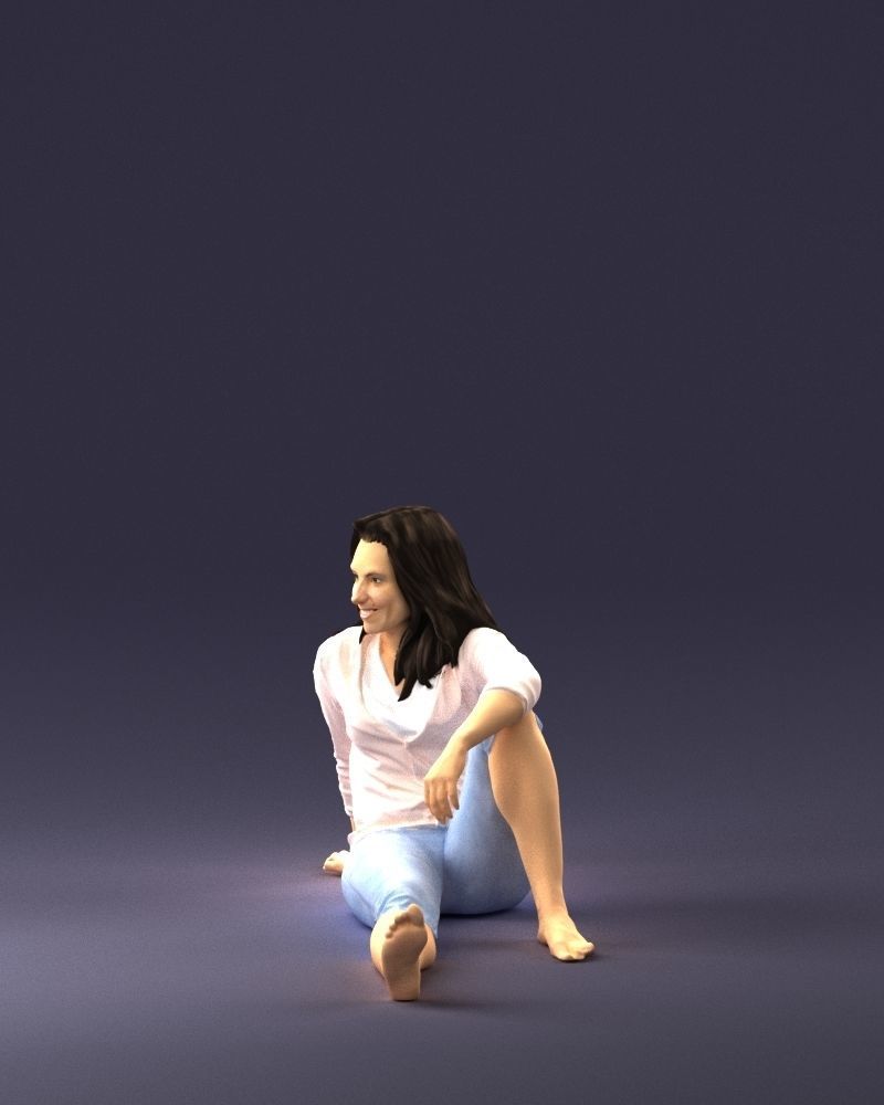 Sitting girl 0134 3D Print Ready 3D print model_27