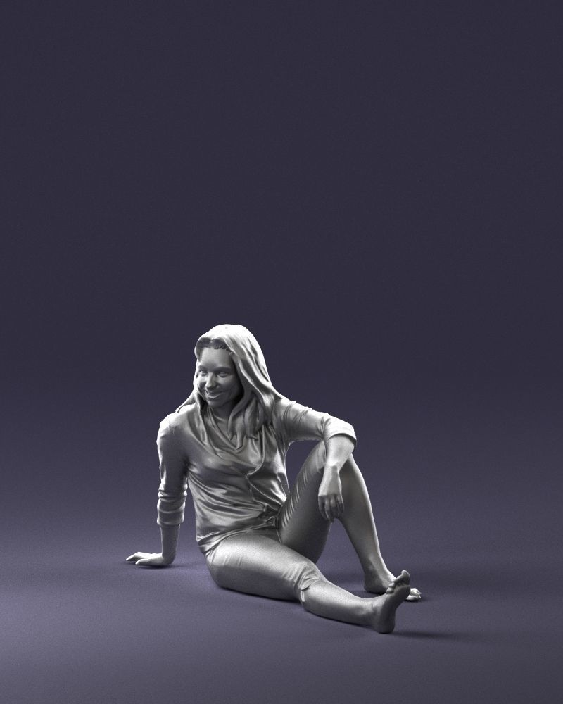 Sitting girl 0134 3D Print Ready 3D print model_31