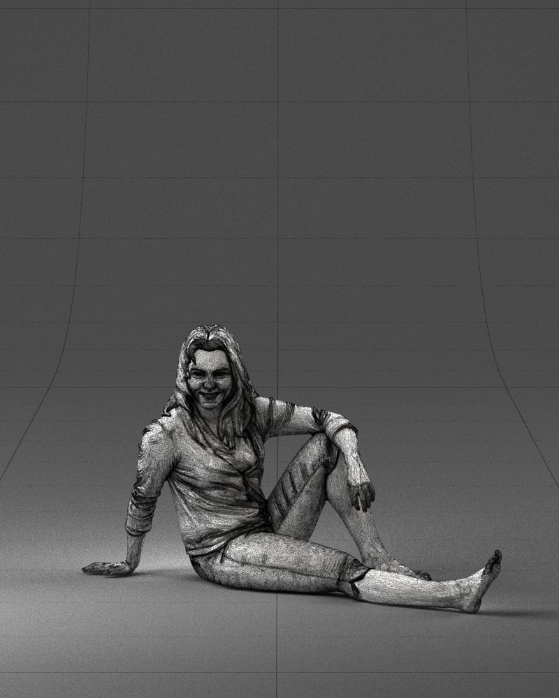 Sitting girl 0134 3D Print Ready 3D print model_2