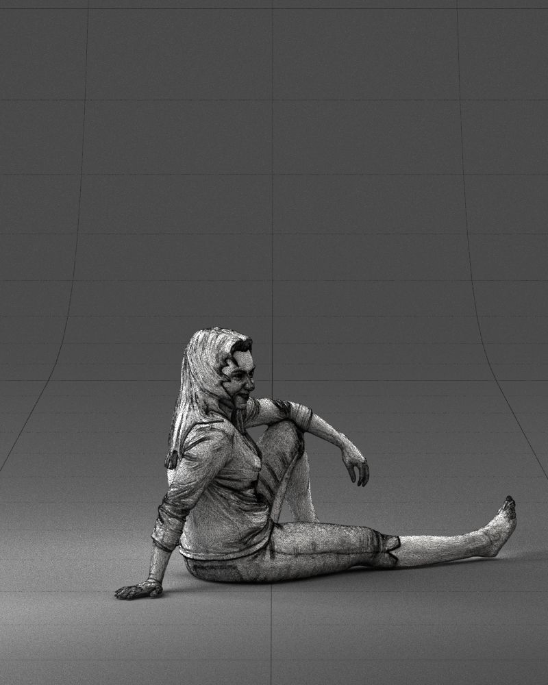 Sitting girl 0134 3D Print Ready 3D print model_11