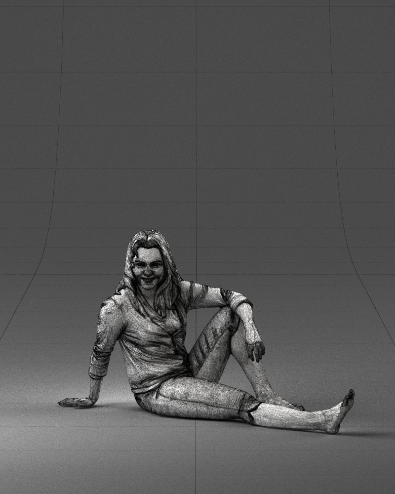 Sitting girl 0134 3D Print Ready 3D print model_38