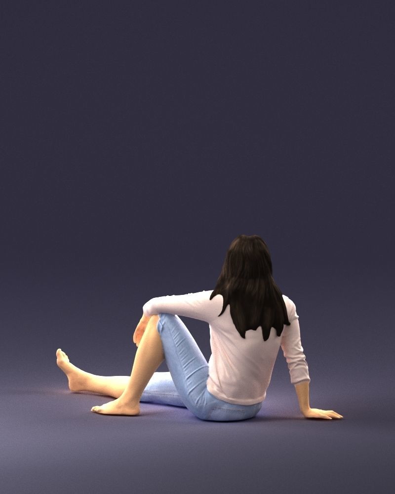 Sitting girl 0134 3D Print Ready 3D print model_18