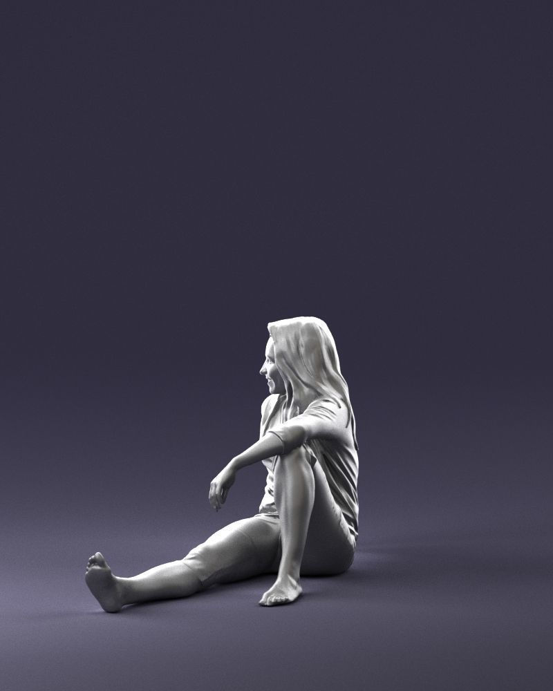 Sitting girl 0134 3D Print Ready 3D print model_25