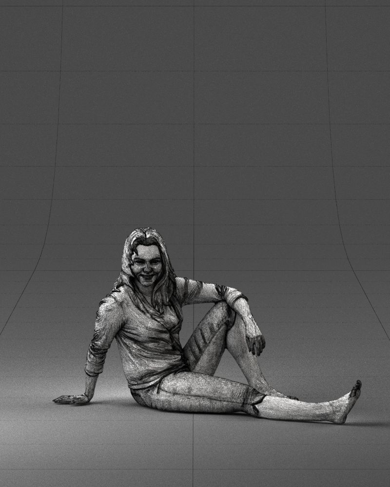 Sitting girl 0134 3D Print Ready 3D print model_5