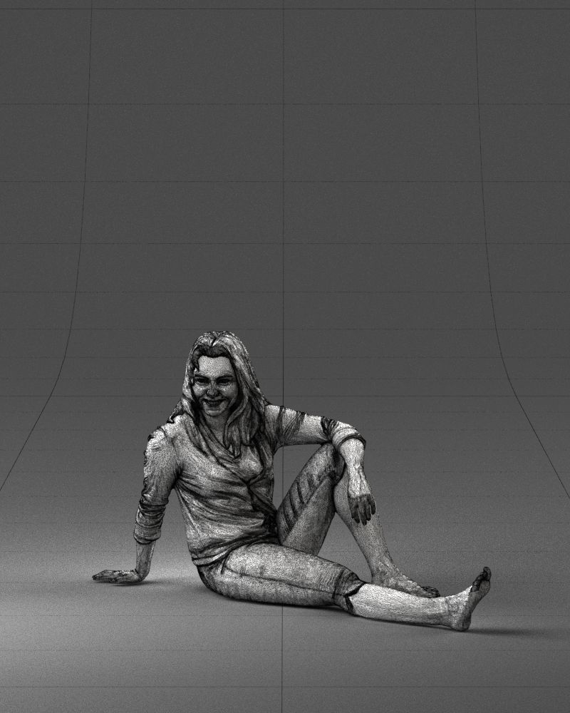 Sitting girl 0134 3D Print Ready 3D print model_35