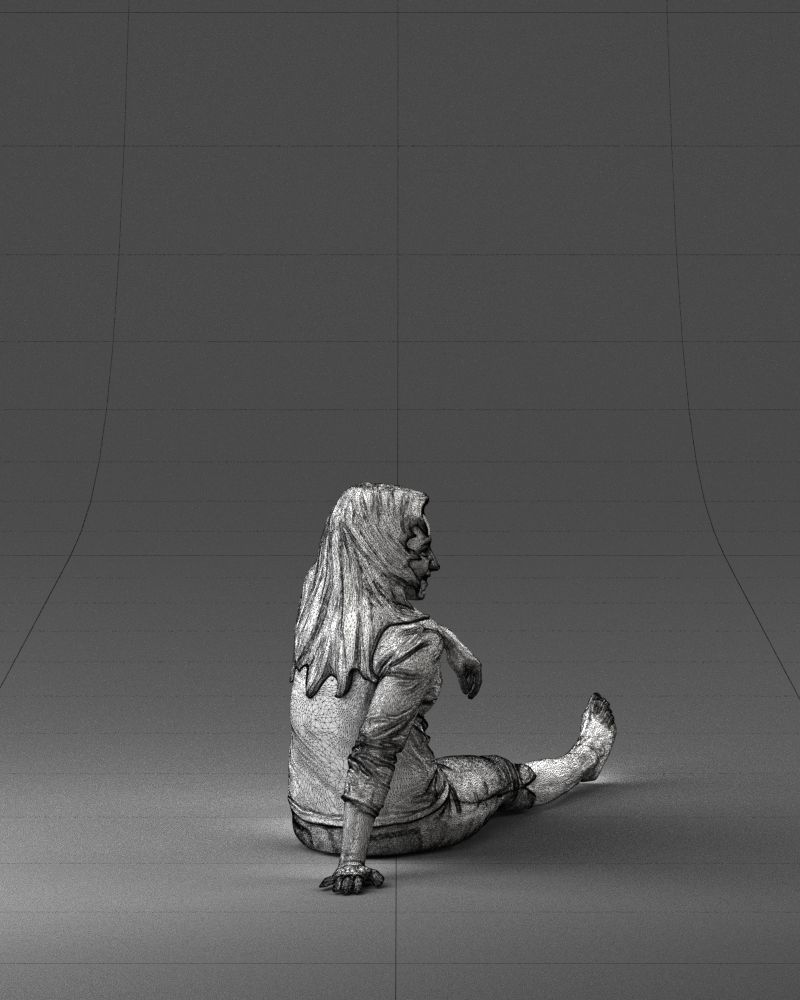 Sitting girl 0134 3D Print Ready 3D print model_14