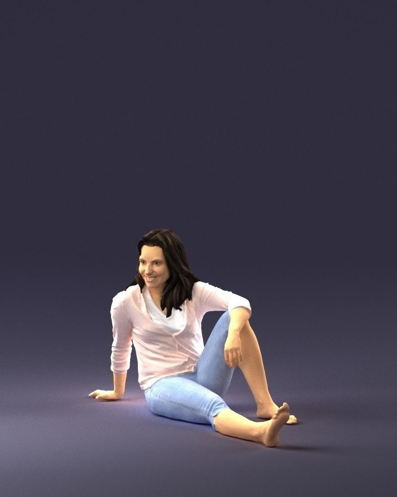 Sitting girl 0134 3D Print Ready 3D print model_30