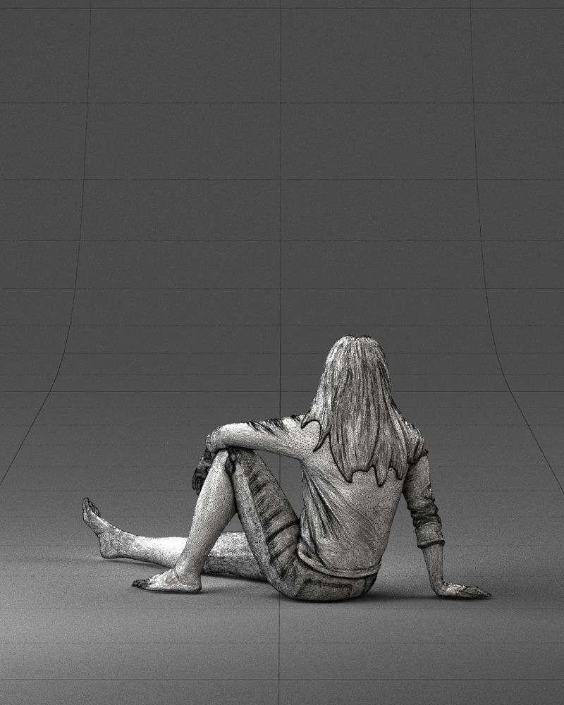 Sitting girl 0134 3D Print Ready 3D print model_20