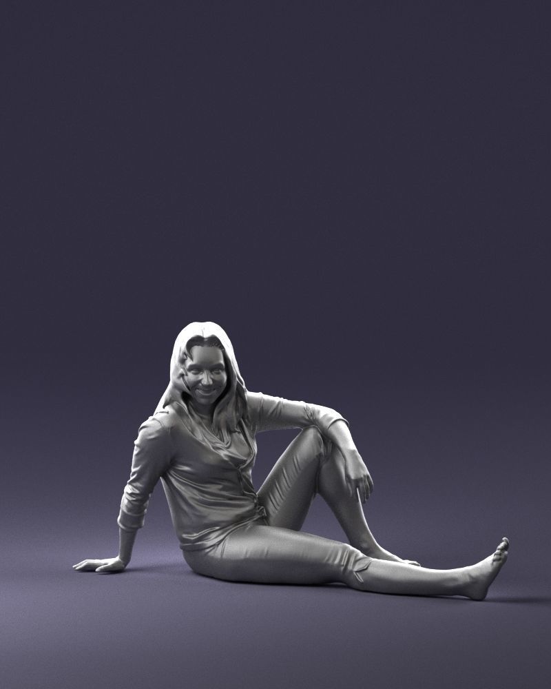 Sitting girl 0134 3D Print Ready 3D print model_4