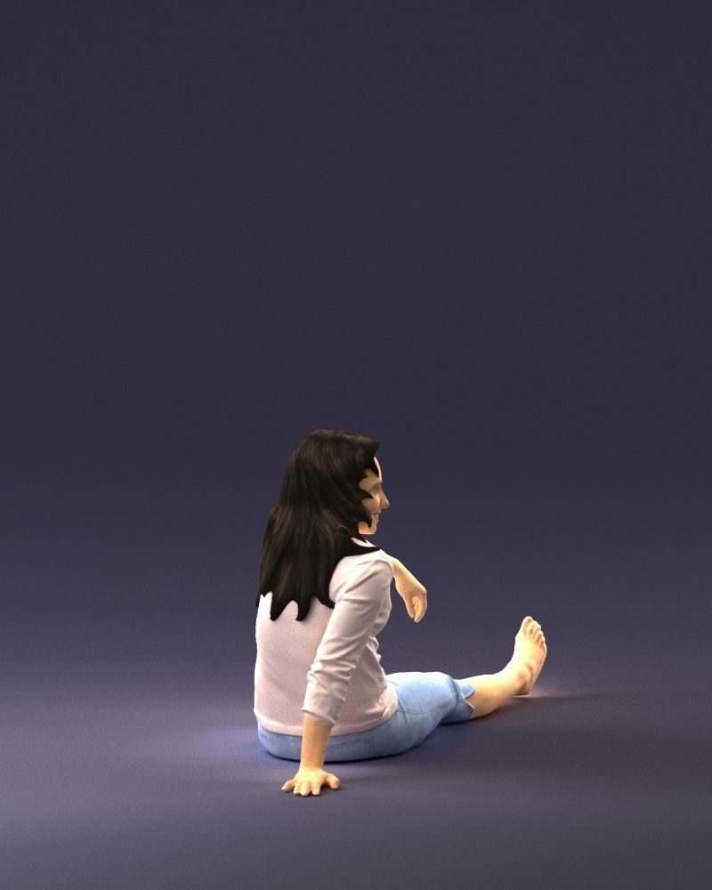 Sitting girl 0134 3D Print Ready 3D print model_12
