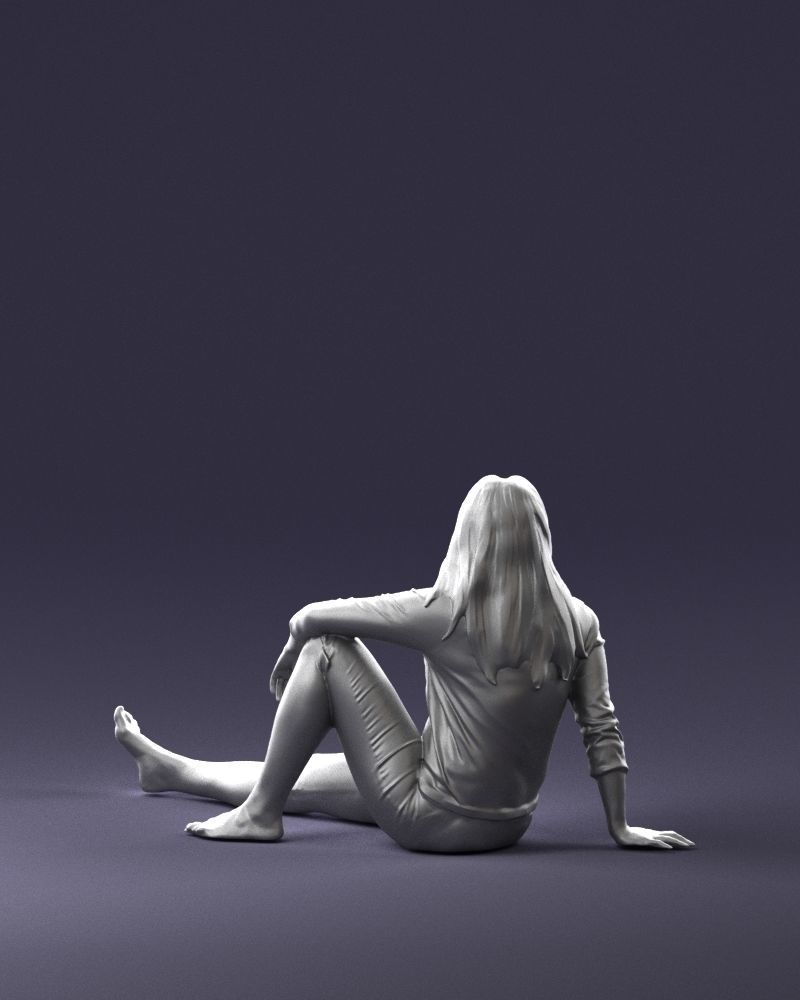 Sitting girl 0134 3D Print Ready 3D print model_19
