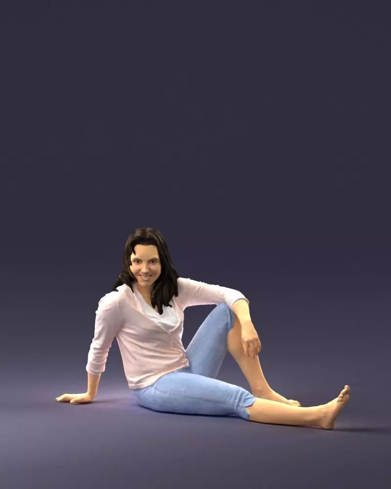 Sitting girl 0134 3D Print Ready 3D print model_0