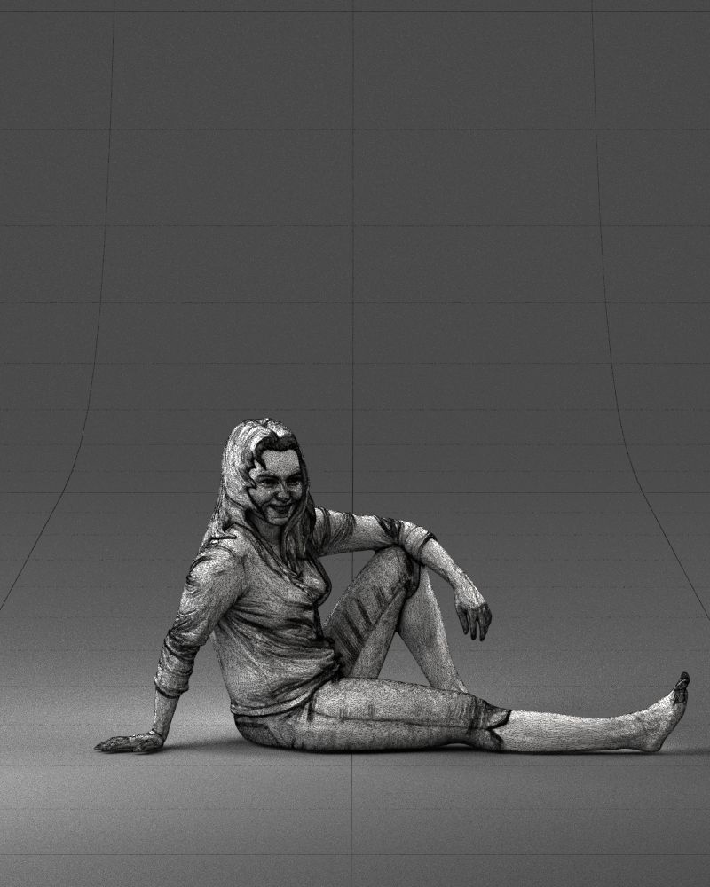 Sitting girl 0134 3D Print Ready 3D print model_8